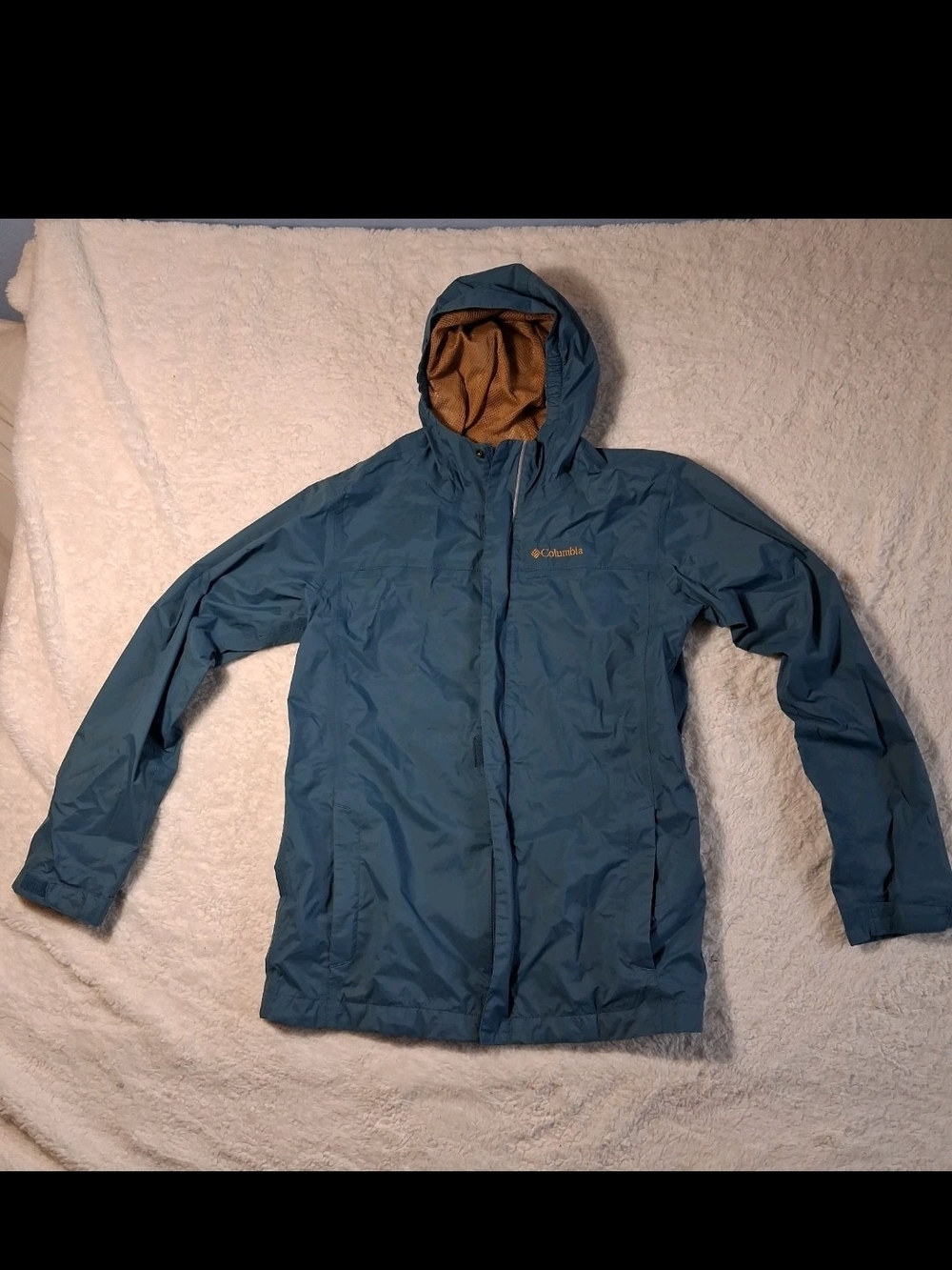 Columbia Omni-Shield YOUTH Teal Hooded Rain Jacket - LARGE